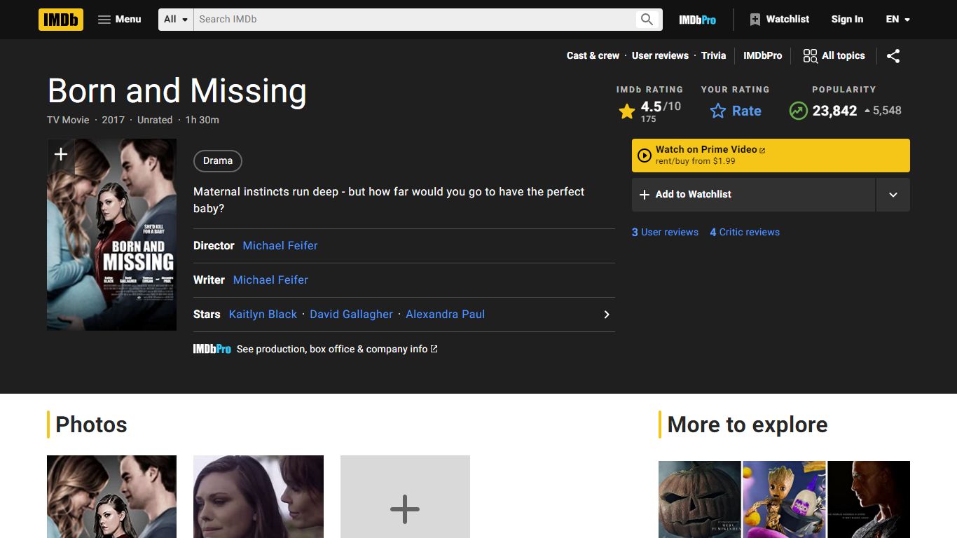 Born and Missing (TV Movie 2017) - IMDb